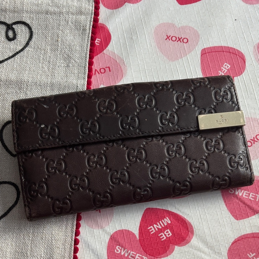 Gucci Dark Brown GG Embossed Wallet